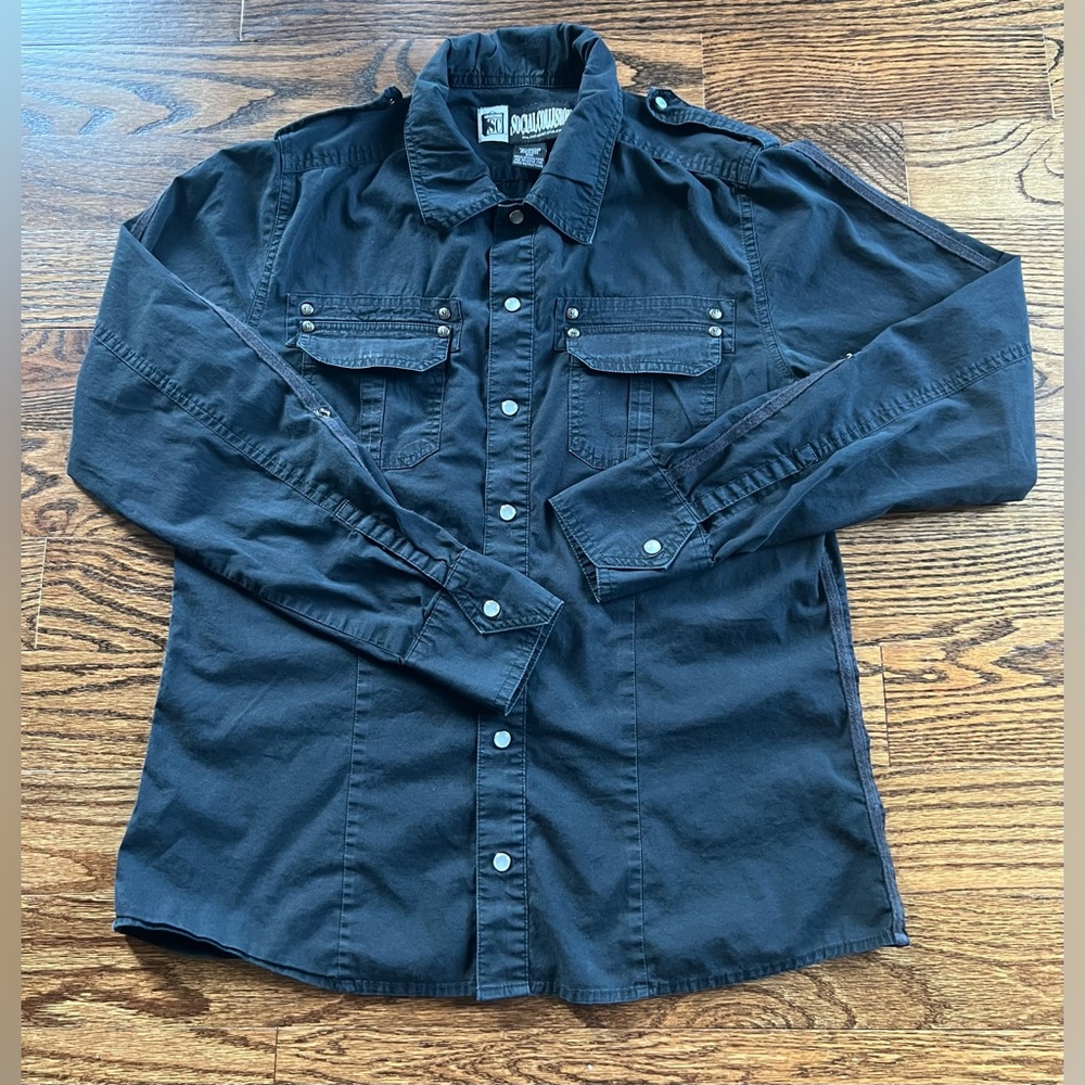Social collision Mens long sleeve casual shirt